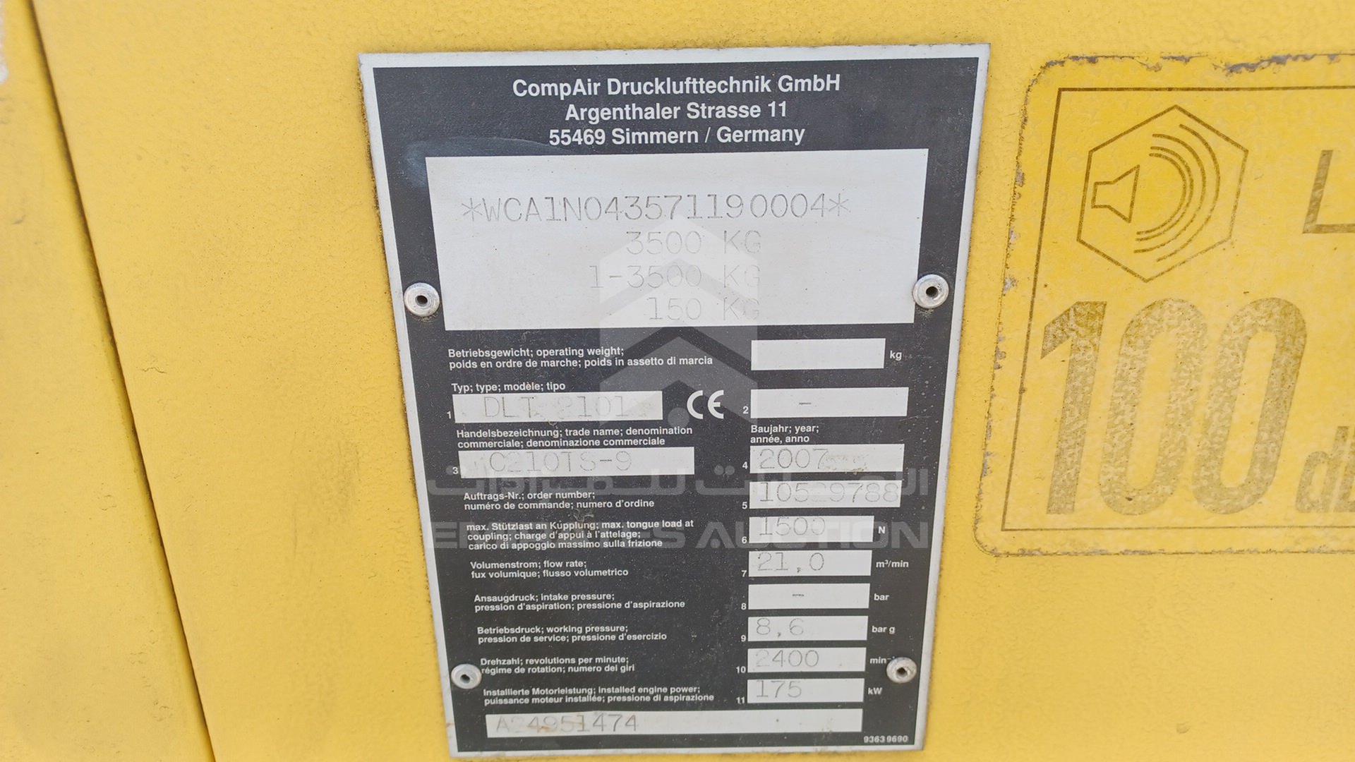 2007 AIR COMPRESSOR --- VIN: WCA1N043571190004