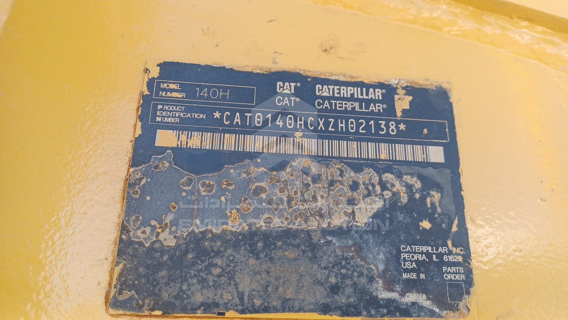 2012 CATERPILLAR 140H VIN: CAT0140HCXZH02138
