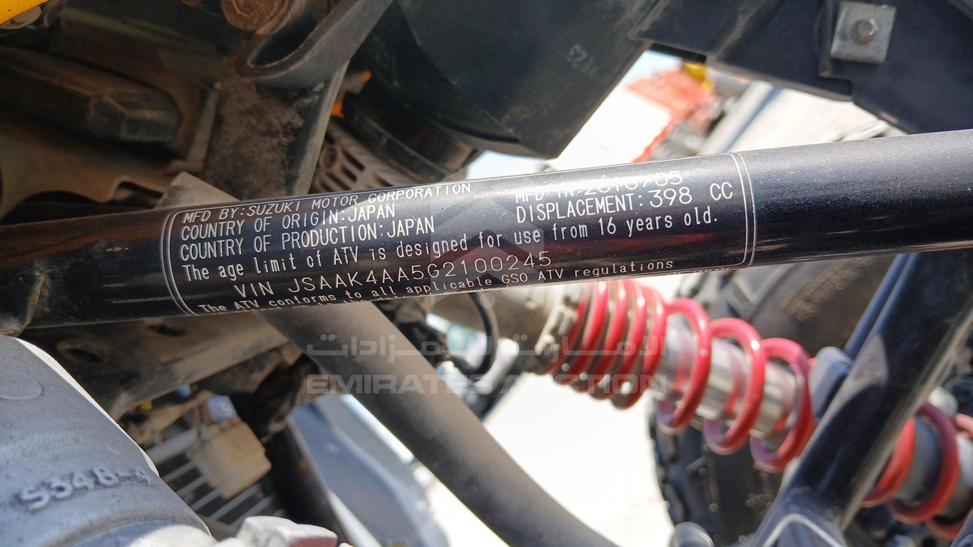 2016 SUZUKI --- VIN: JSAAK4AA5G2100245