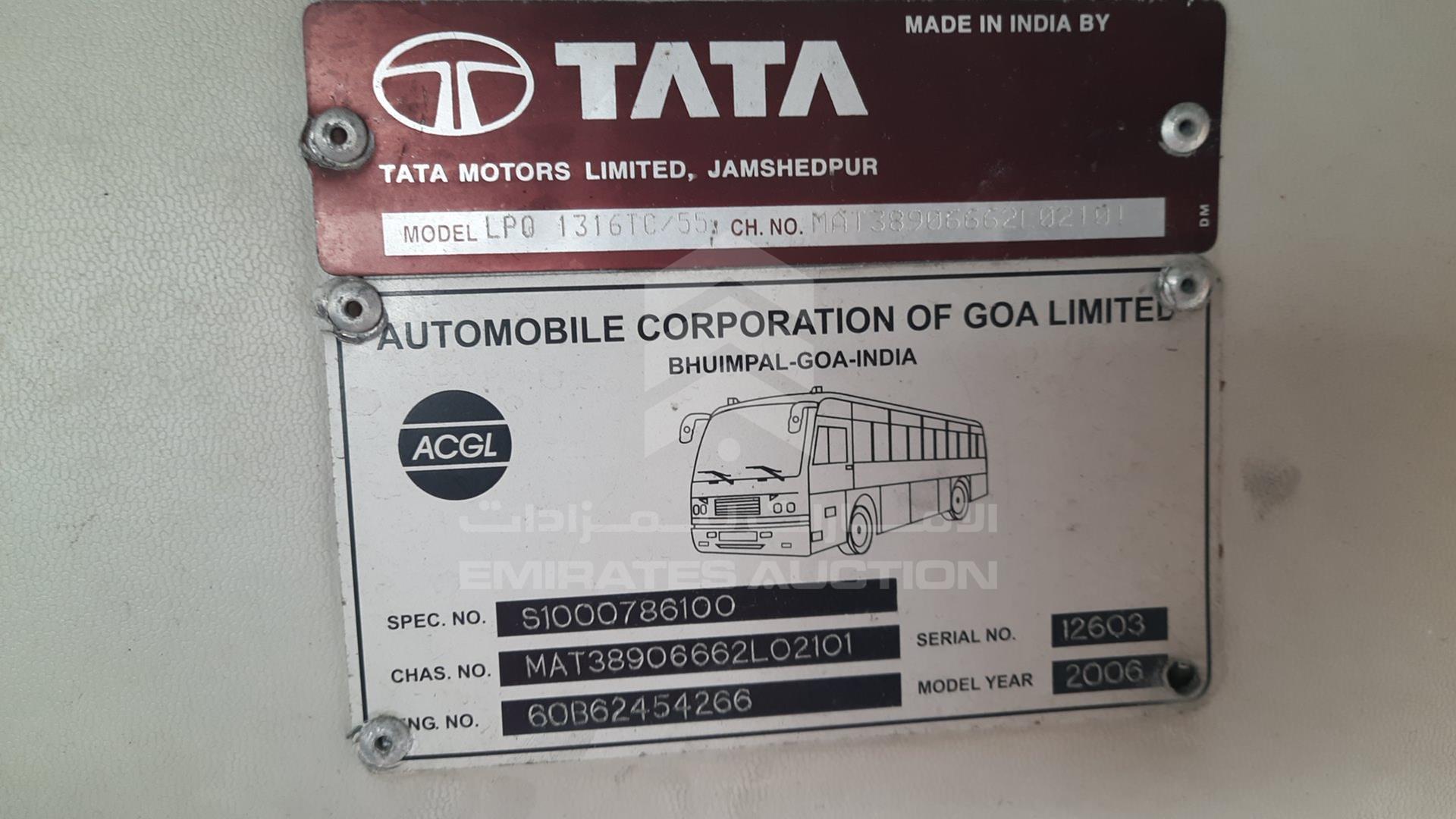 2006 TATA LPO1316-55 VIN: MAT38906662L02101