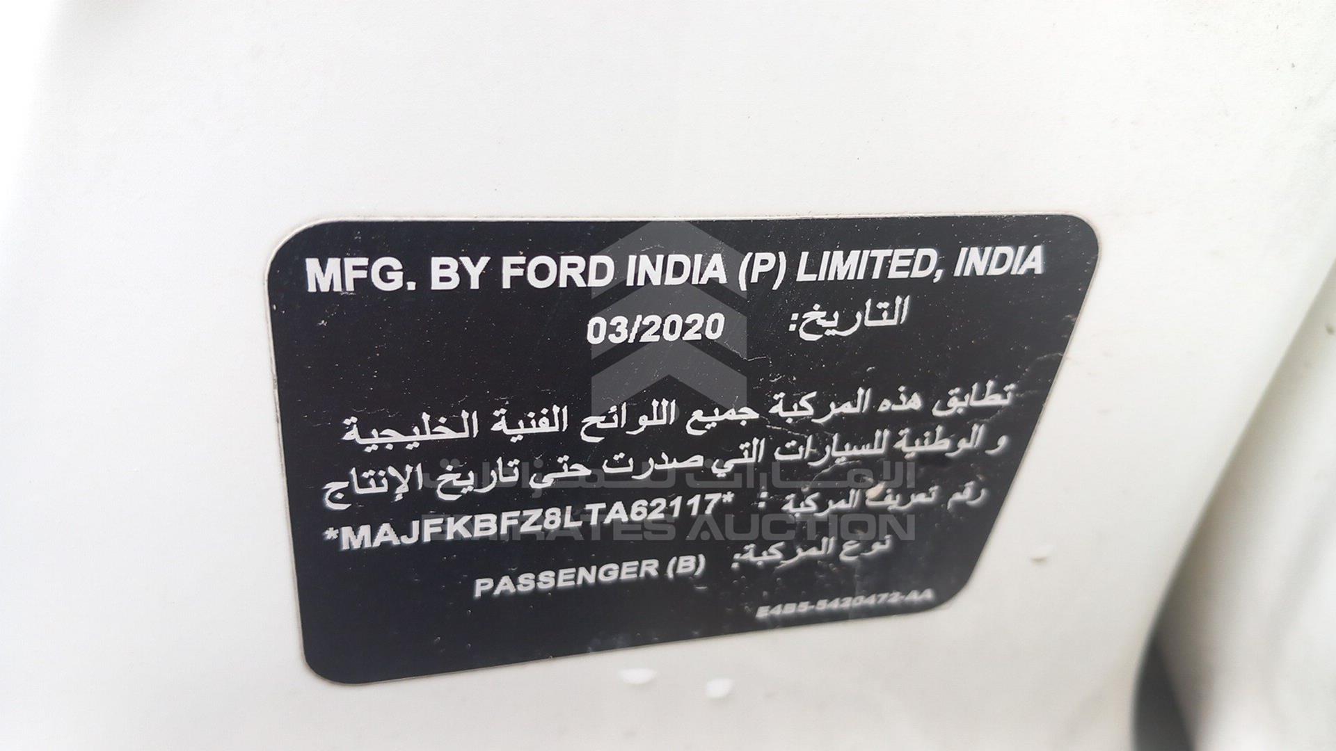 2020 FORD FIGO VIN: MAJFKBFZ8LTA62117