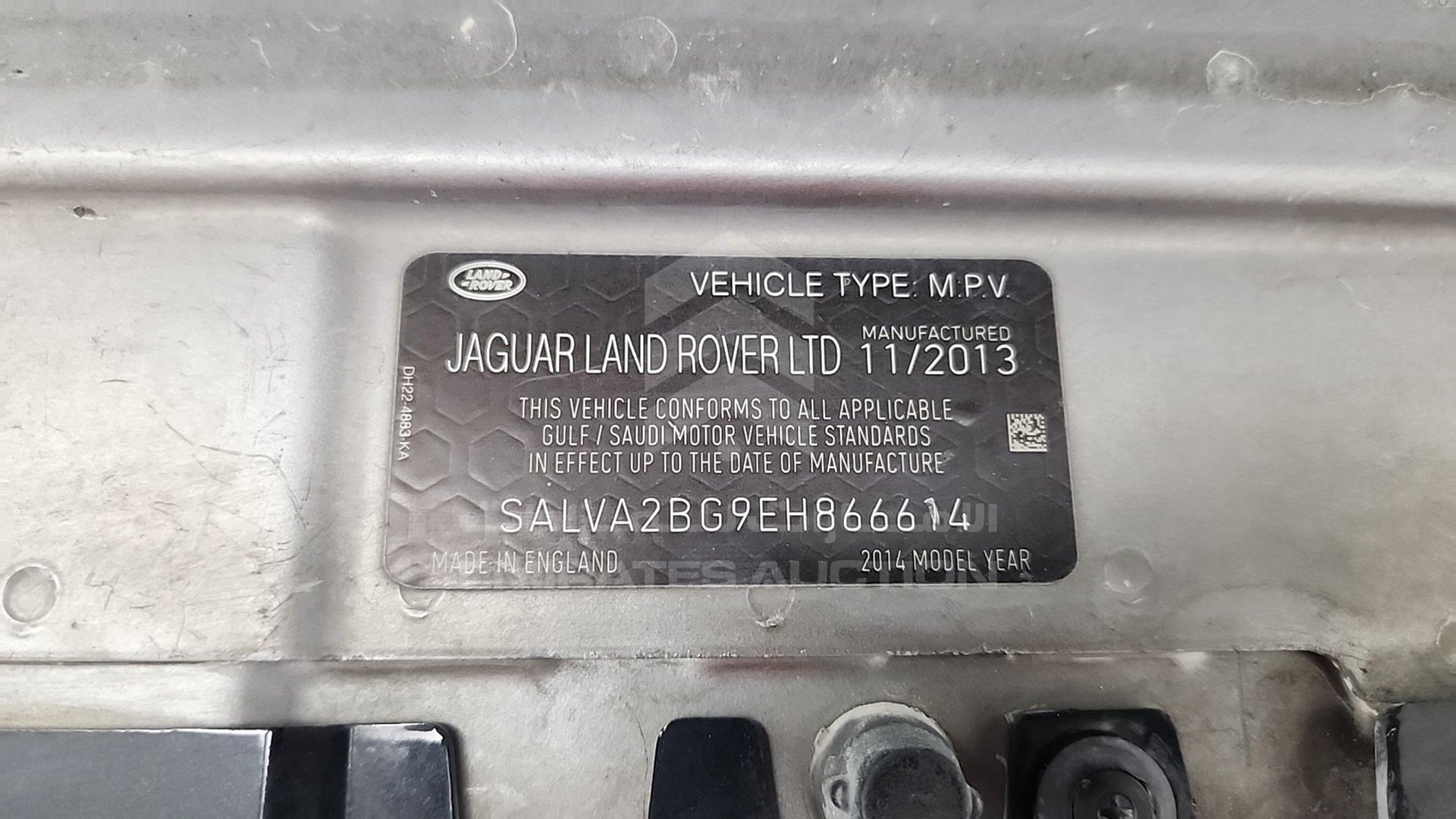 2014 RANGE ROVER EVOQUE VIN: SALVA2BG9EH866614