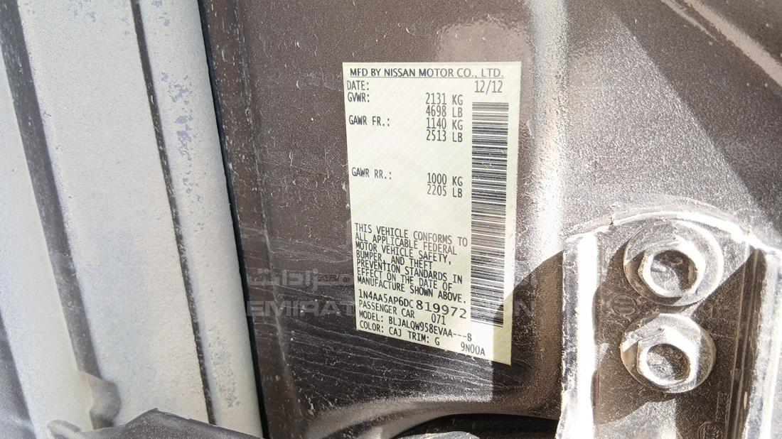 2013 Nissan Maxima — VIN on Frame — Photo 2