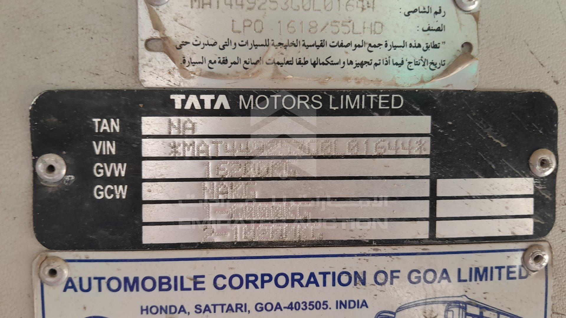 2016 TATA BUS VIN: MAT449253G0L01644