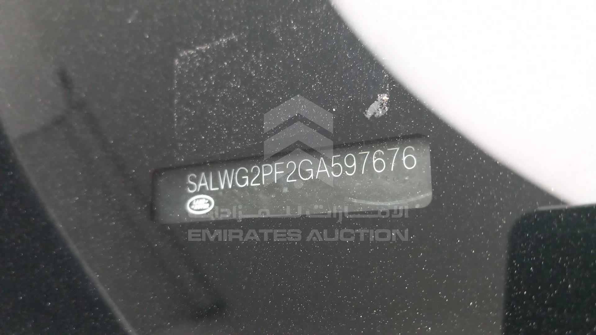 2016 RANGE ROVER SPORT VIN: SALWG2PF2GA597676