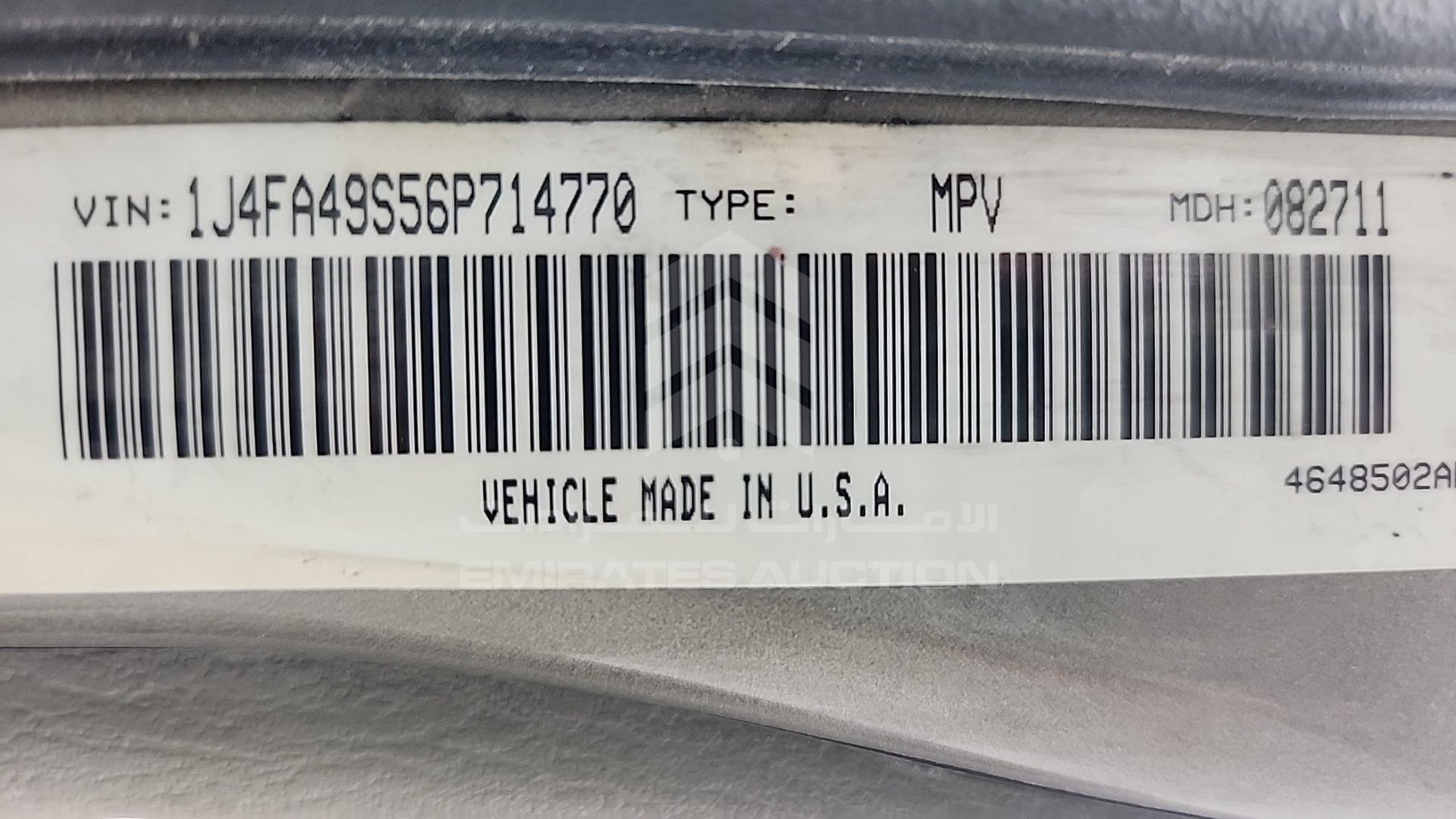 2006 JEEP WRANGLER / VIN: 1J4FA49S56P714770