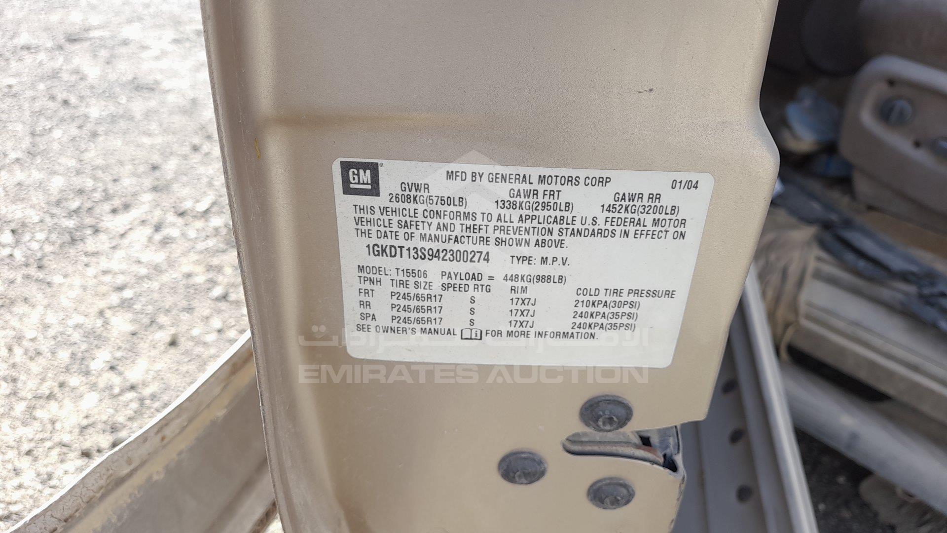 1GKDT13S942300274 - 2004 GMC Envoy - #381005
