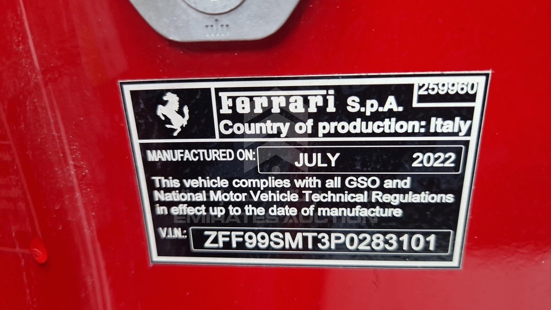 2023 FERRARI 296 GTB VIN: ZFF99SMT3P0283101