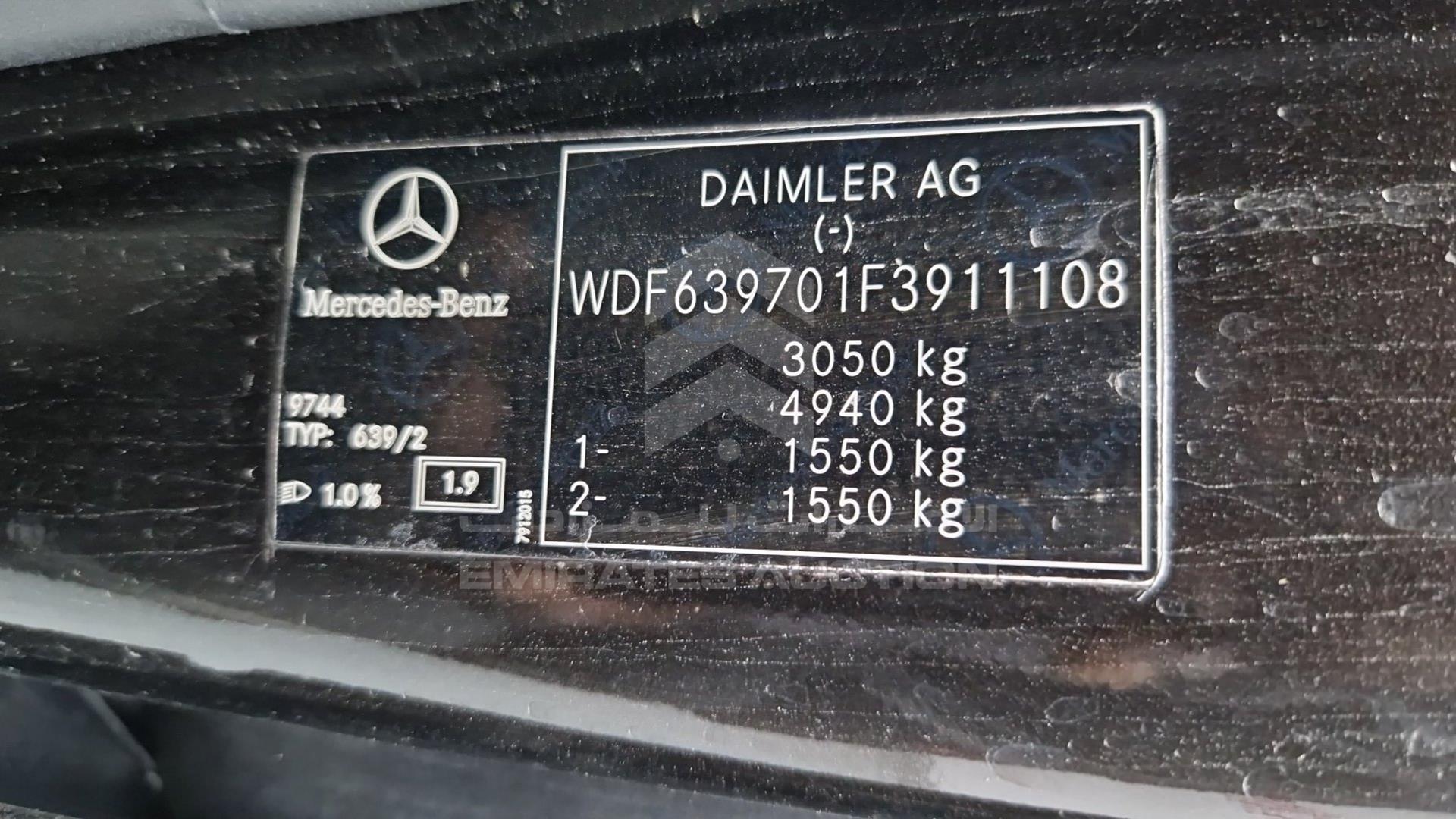 2015 MERCEDES VITO VIN: WDF639701F3911108