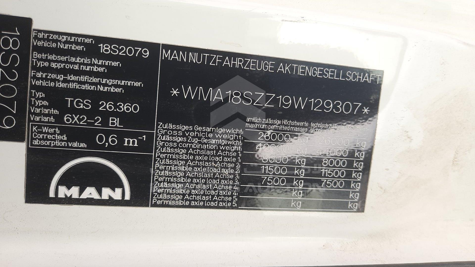 2009 MAN TGS 26.360 VIN: WMA18SZZ19W129307