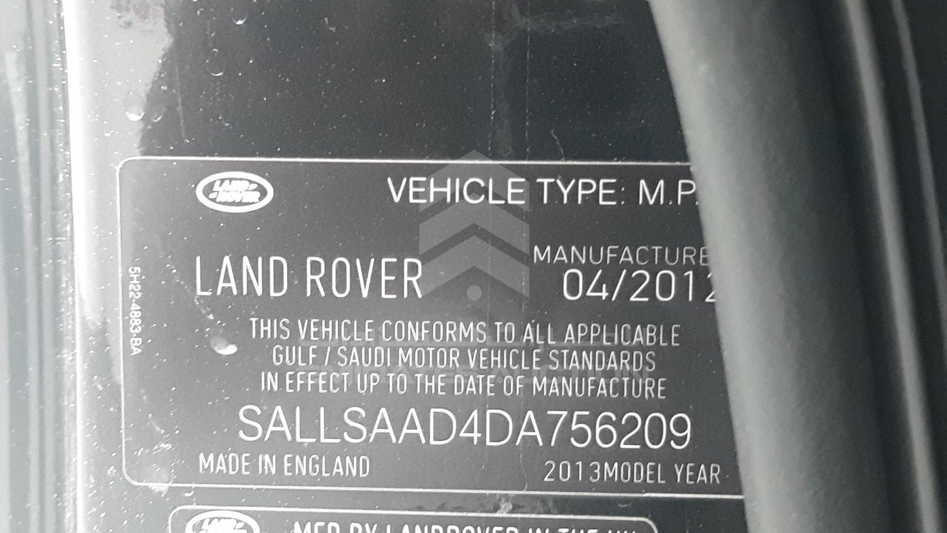 2013 RANGE ROVER SPORT VIN: SALLSAAD4DA756209