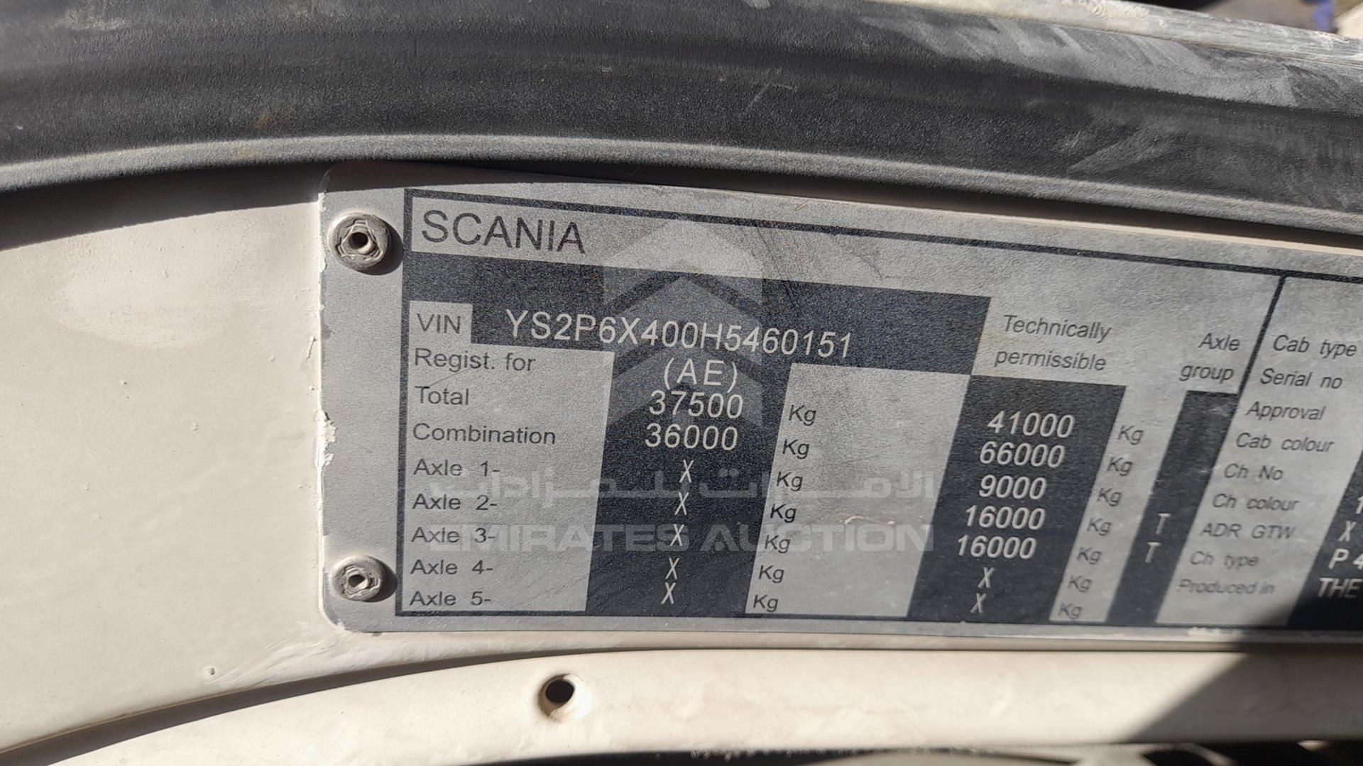 2017 SCANIA P 410 VIN: YS2P6X400H5460151