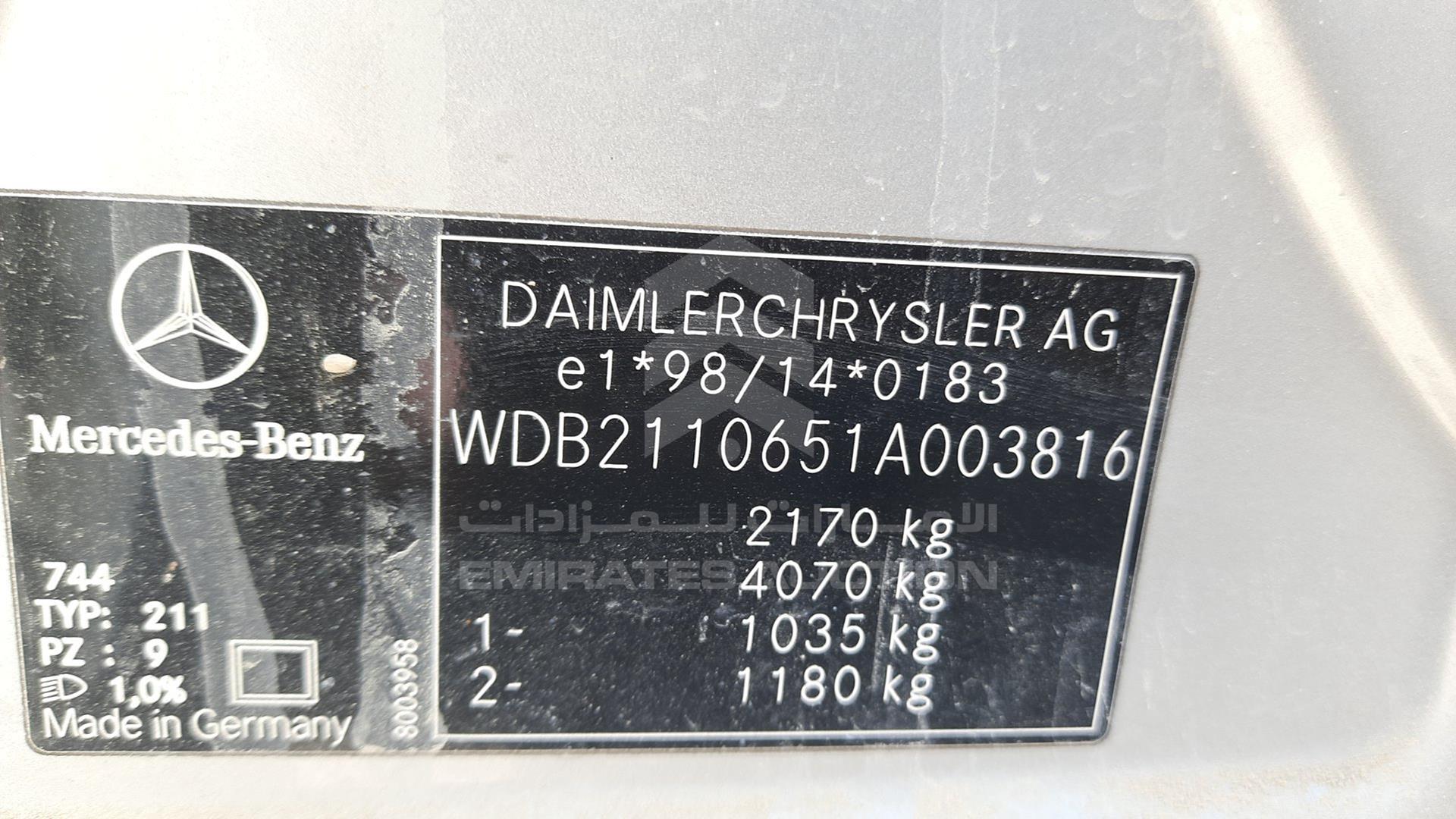 2003 MERCEDES E320 VIN: WDB2110651A003816