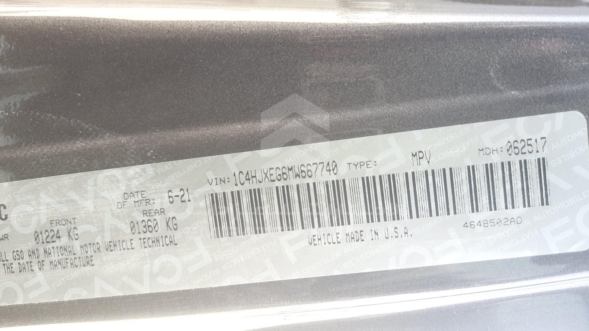 2021 JEEP WRANGLER / VIN: 1C4HJXEG6MW667740