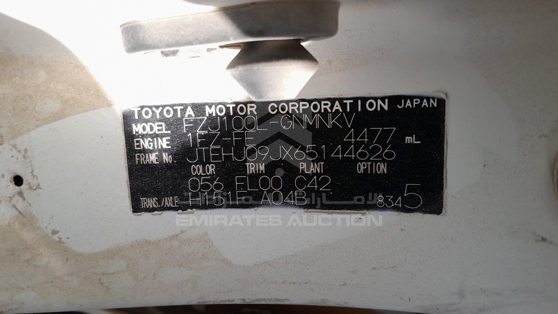 0 TOYOTA SCRAP VIN: JTEHJ09JX65144626