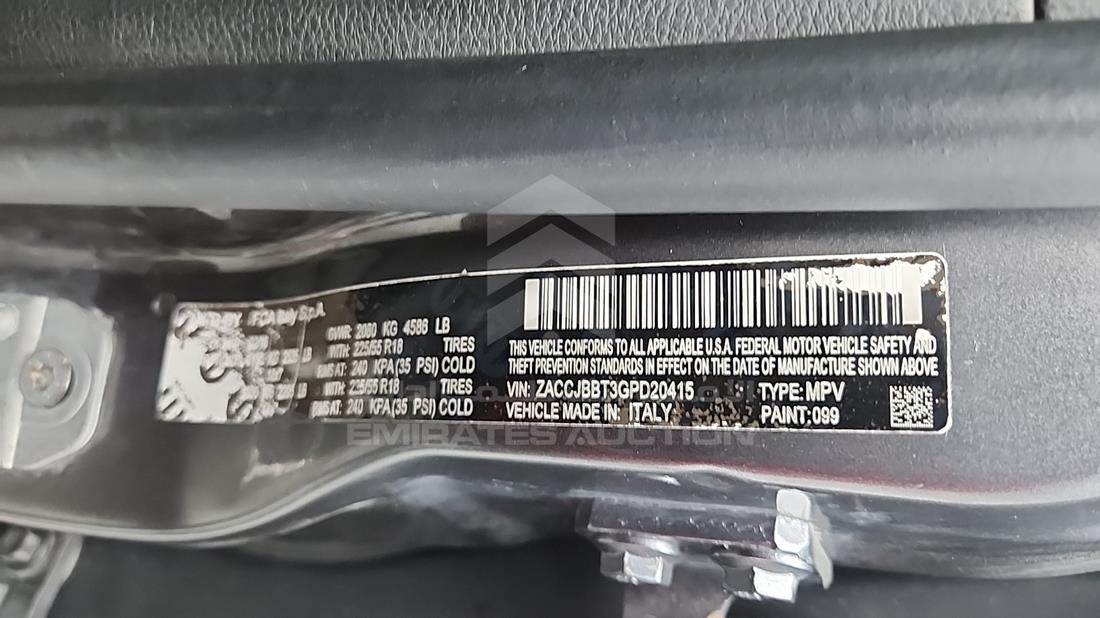 2016 Jeep RENEGADE — VIN on Frame — Photo 3