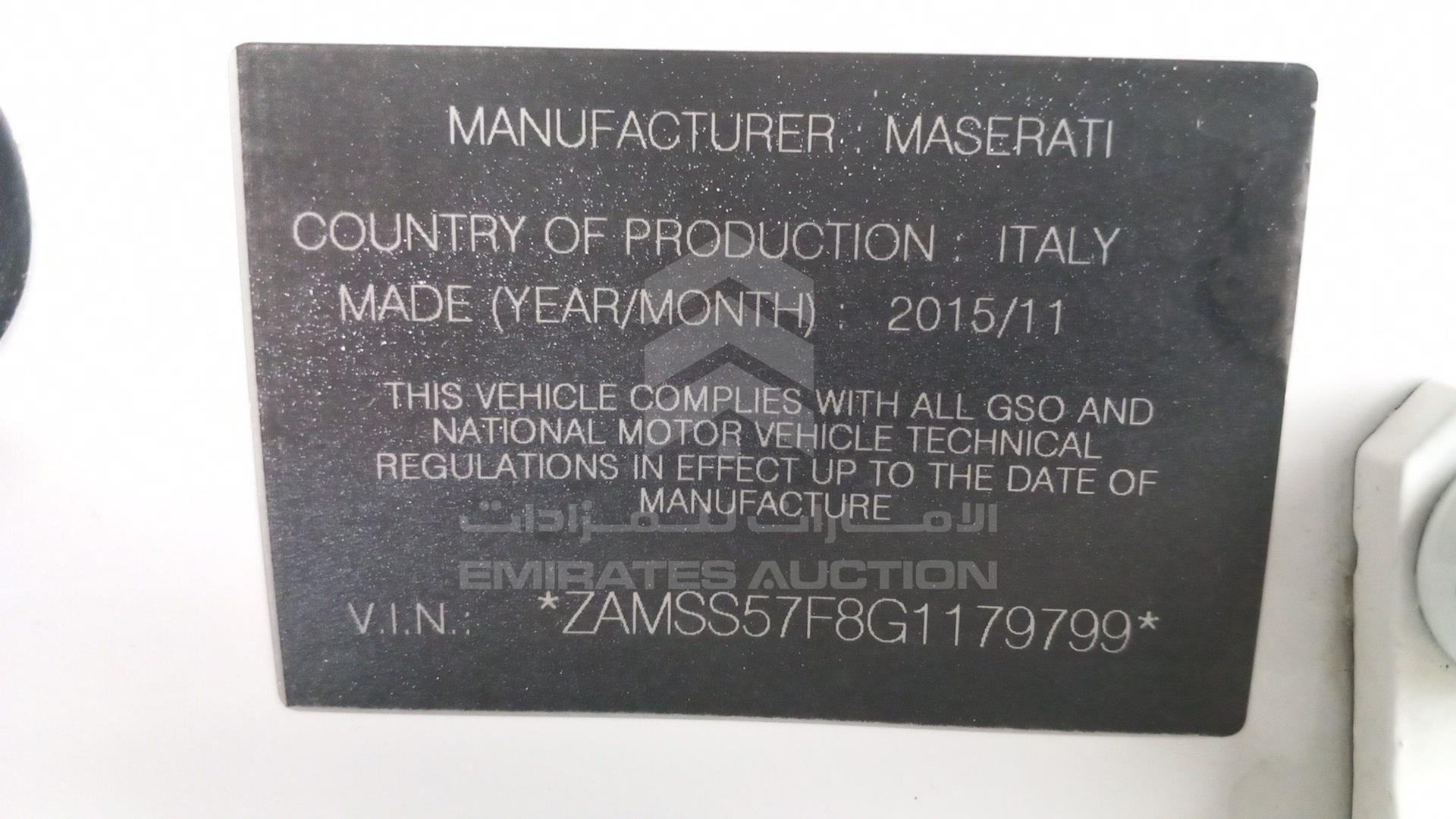 2016 MASERATI GHIBLI VIN: ZAMSS57F8G1179799