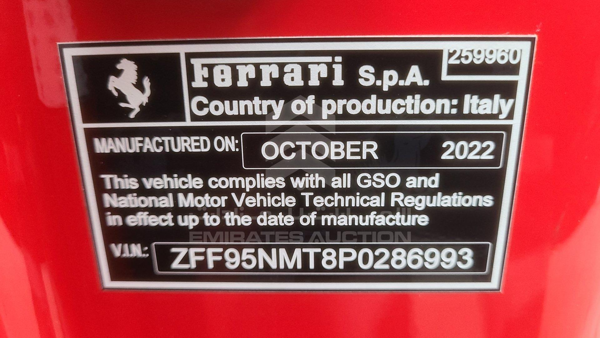 2023 FERRARI SF 90 VIN: ZFF95NMT8P0286993