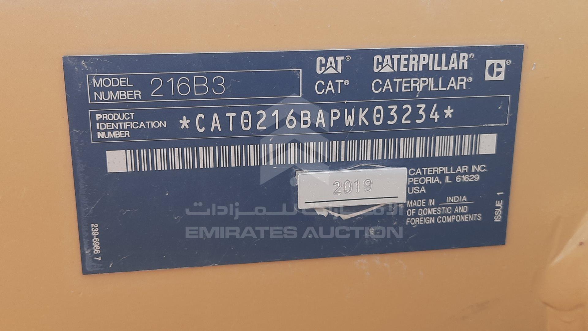 2019 CATERPILLAR 216B3 VIN: CAT0216BAPWK03234