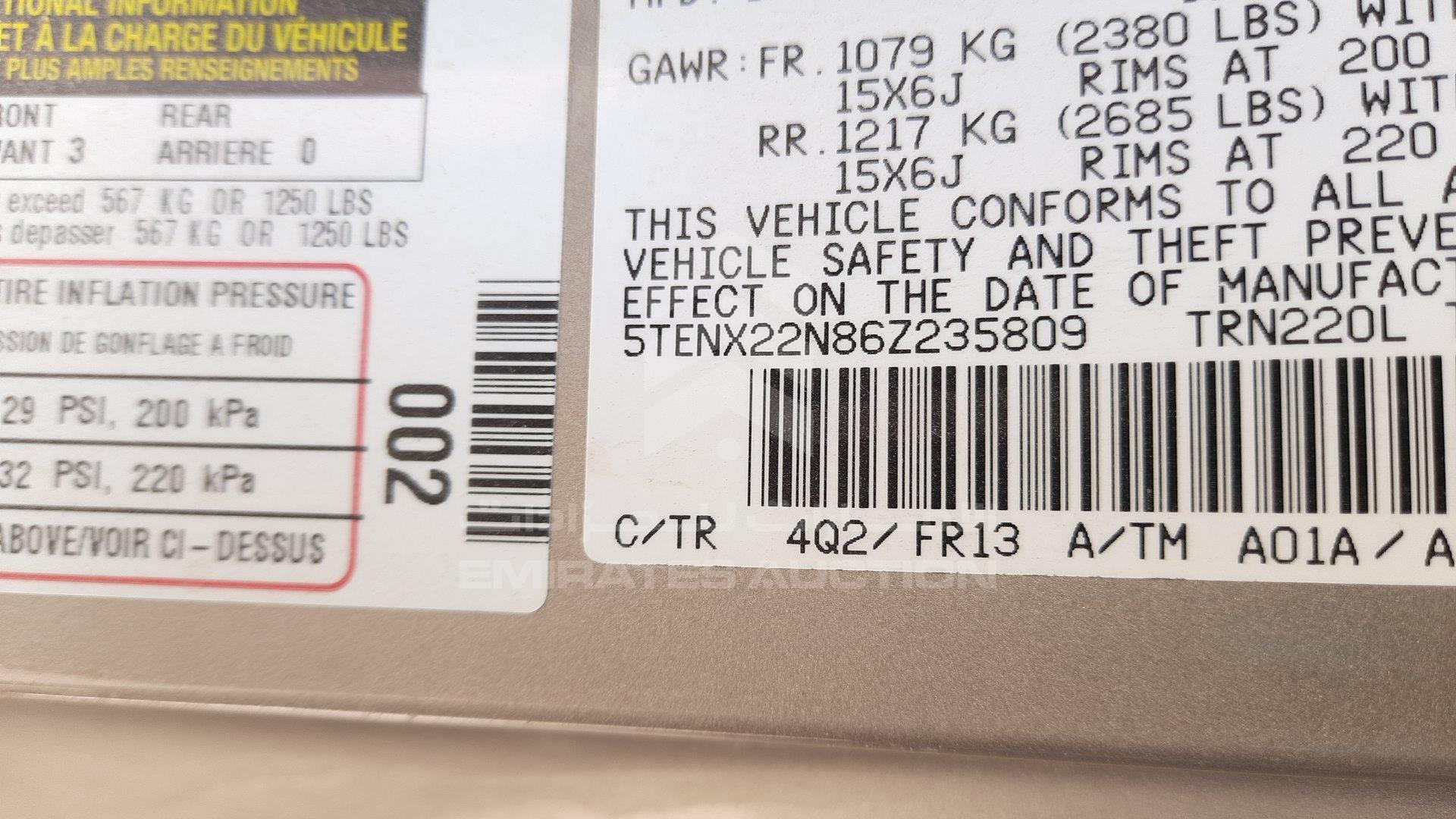 5TENX22N86Z235809 - 2006 Toyota Tacoma - #355188