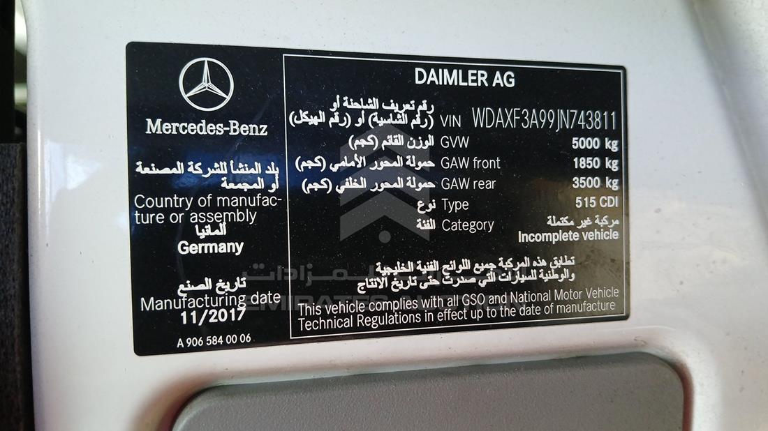 2017 Mercedes Sprinter — VIN on Frame — Photo 2