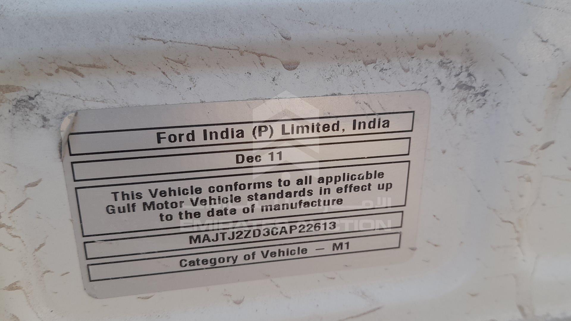 2012 FORD FIGO VIN: MAJTJ2ZD3CAP22613
