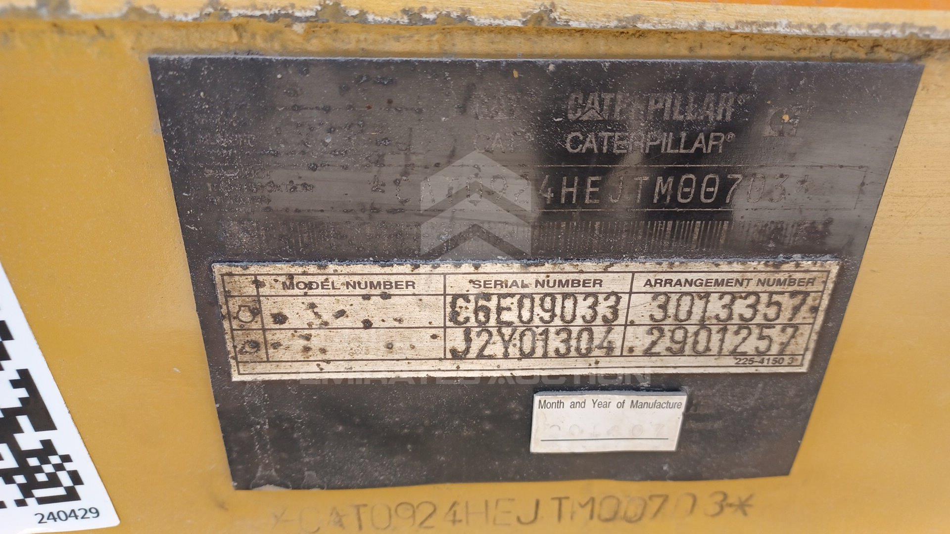 2014 CATERPILLAR 924 H VIN: CAT0924HEJTM00703