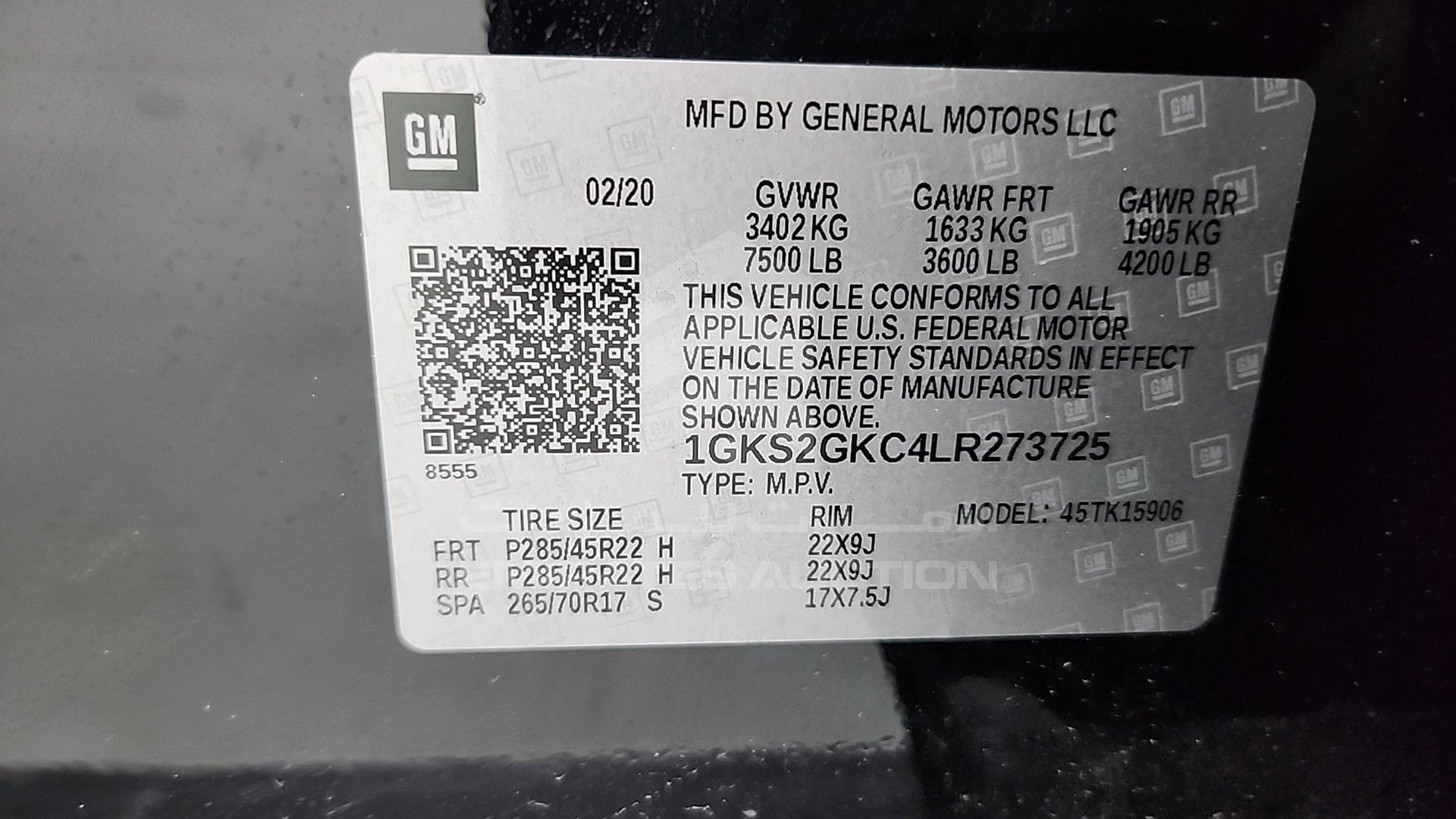 2020 GMC YUKON VIN: 1GKS2GKC4LR273725
