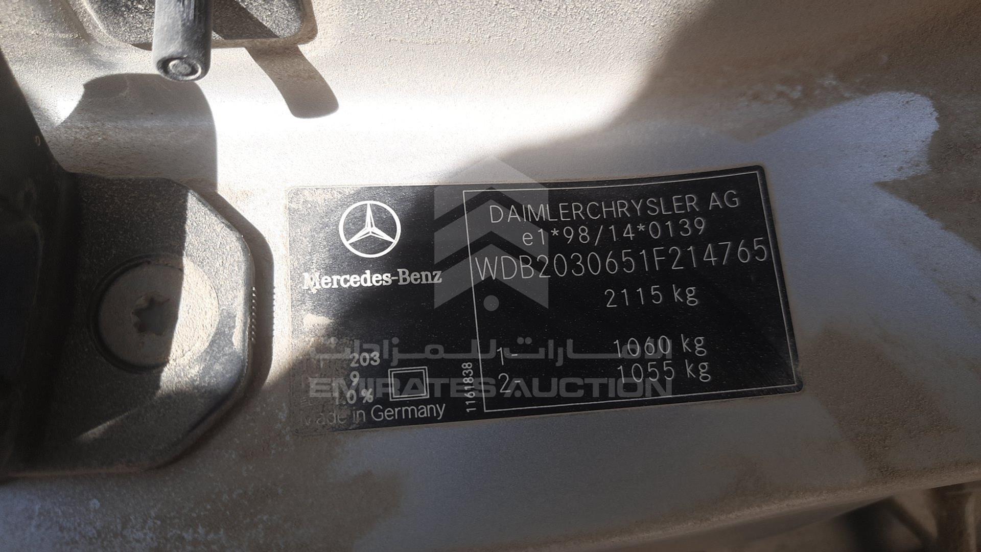 2002 MERCEDES C 320 VIN: WDB2030651F214765