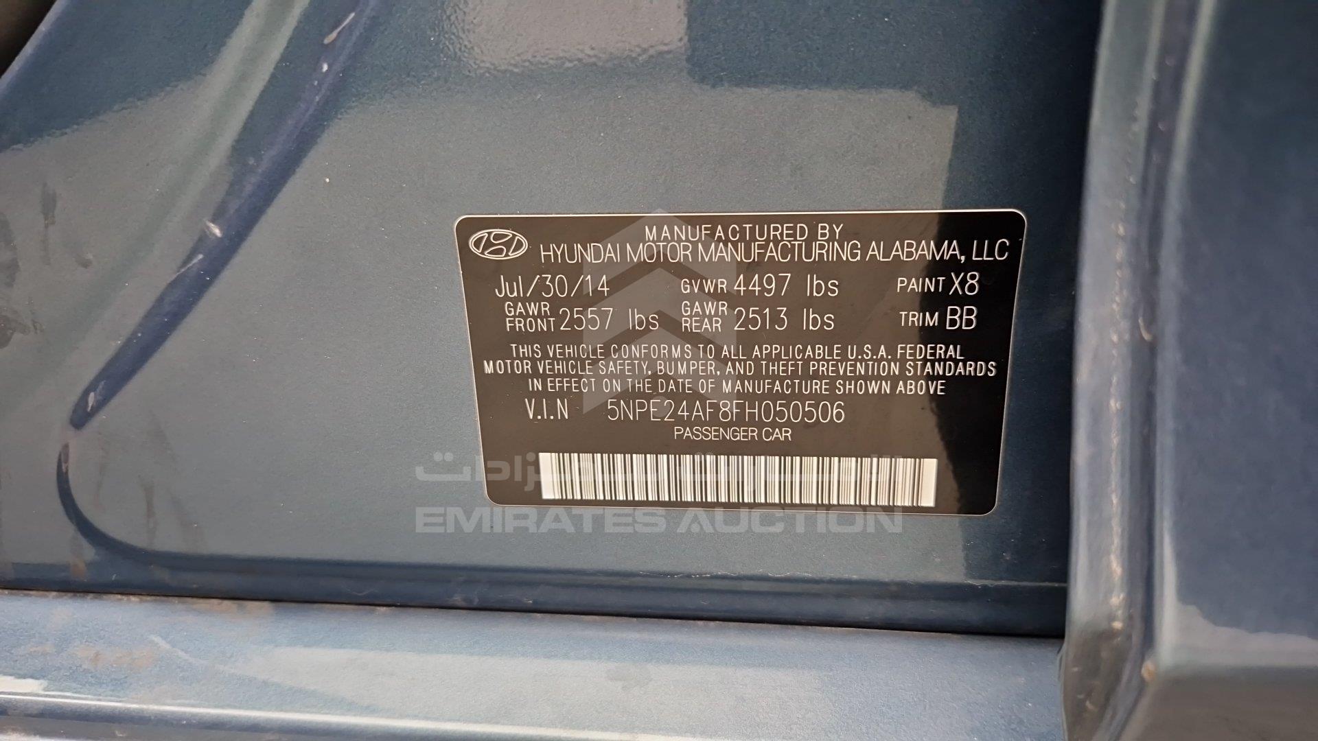 5NPE24AF8FH050506 - 2015 Hyundai Sonata - #508974