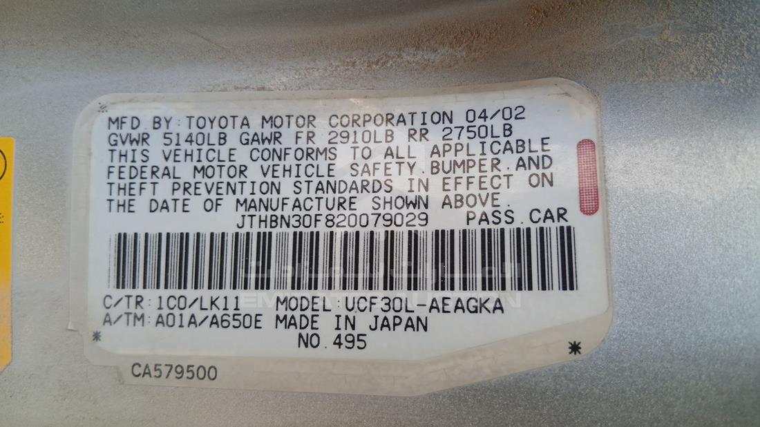 2002 Lexus LS 430 - Scrap without document — VIN on Frame — Photo 2