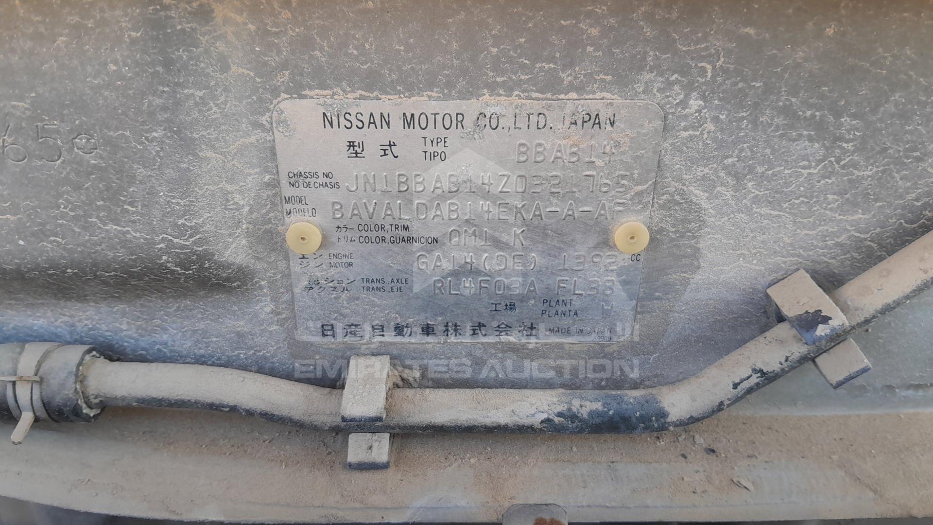 0 NISSAN SUNNY VIN: JN1BBAB14Z0321765