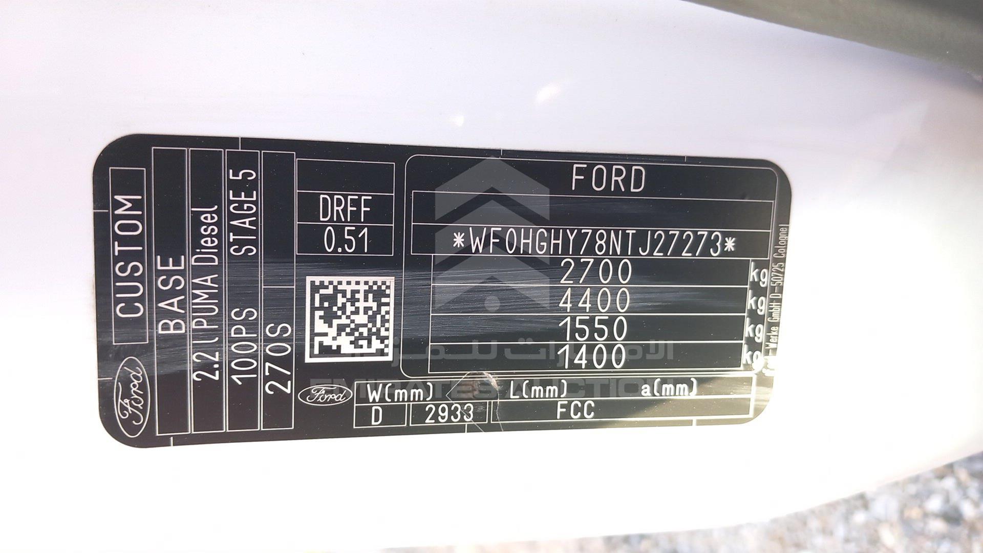 2022 FORD TRANSIT VIN: WF0HGHY78NTJ27273