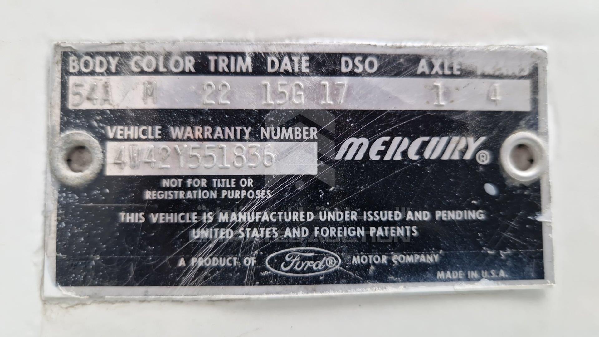 1964 FORD MERCURY VIN: 4W42Y551836
