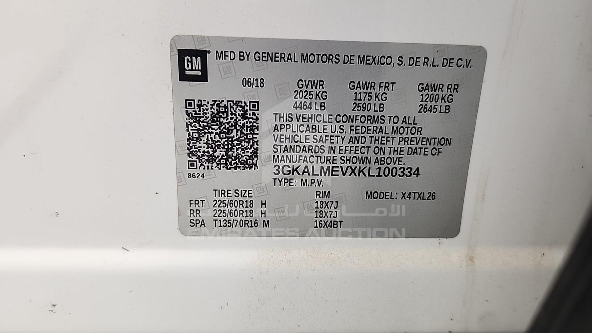 2019 GMC TERRAIN VIN: 3GKALMEVXKL100334