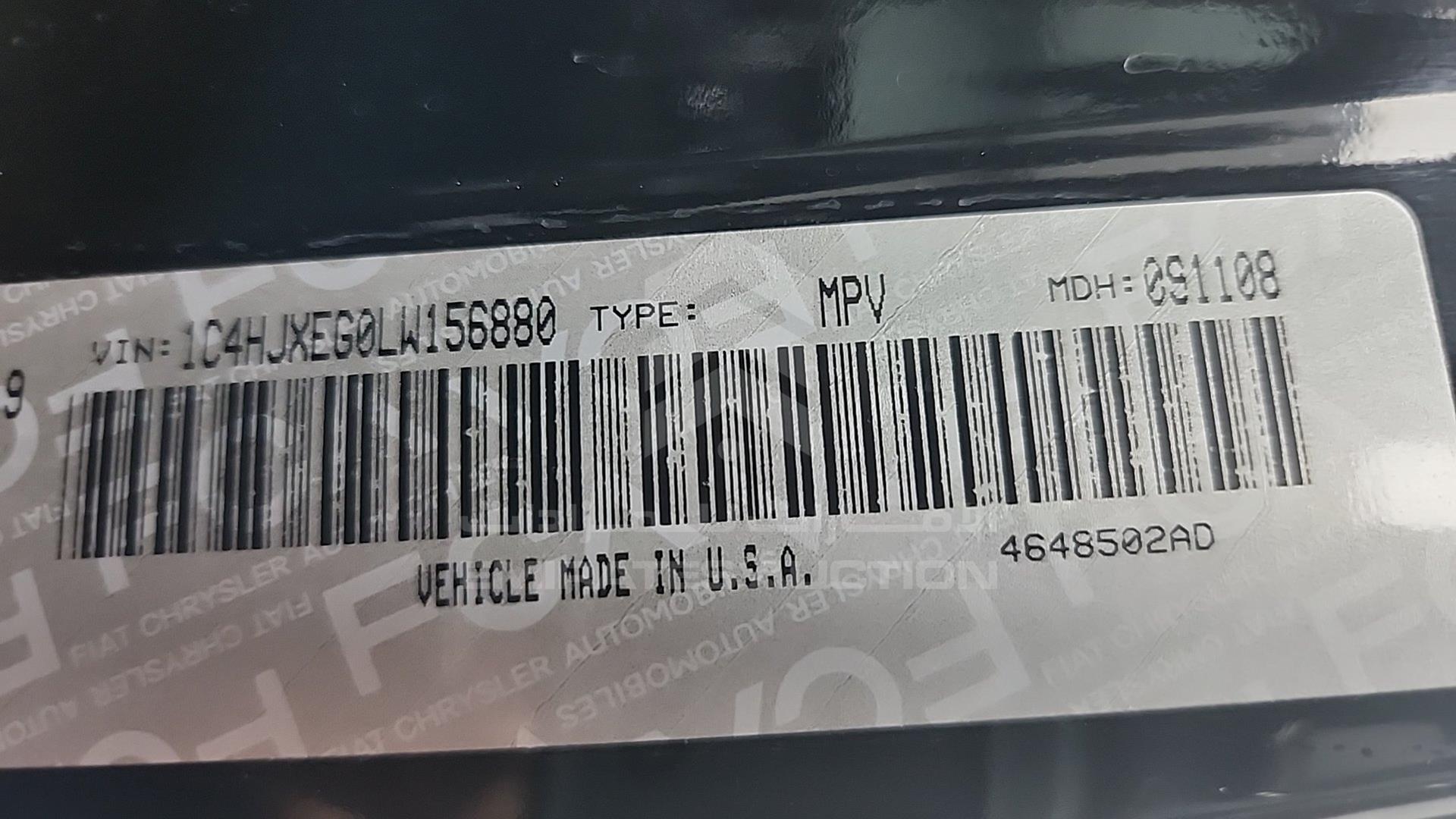 2020 JEEP WRANGLER / VIN: 1C4HJXEG0LW156880