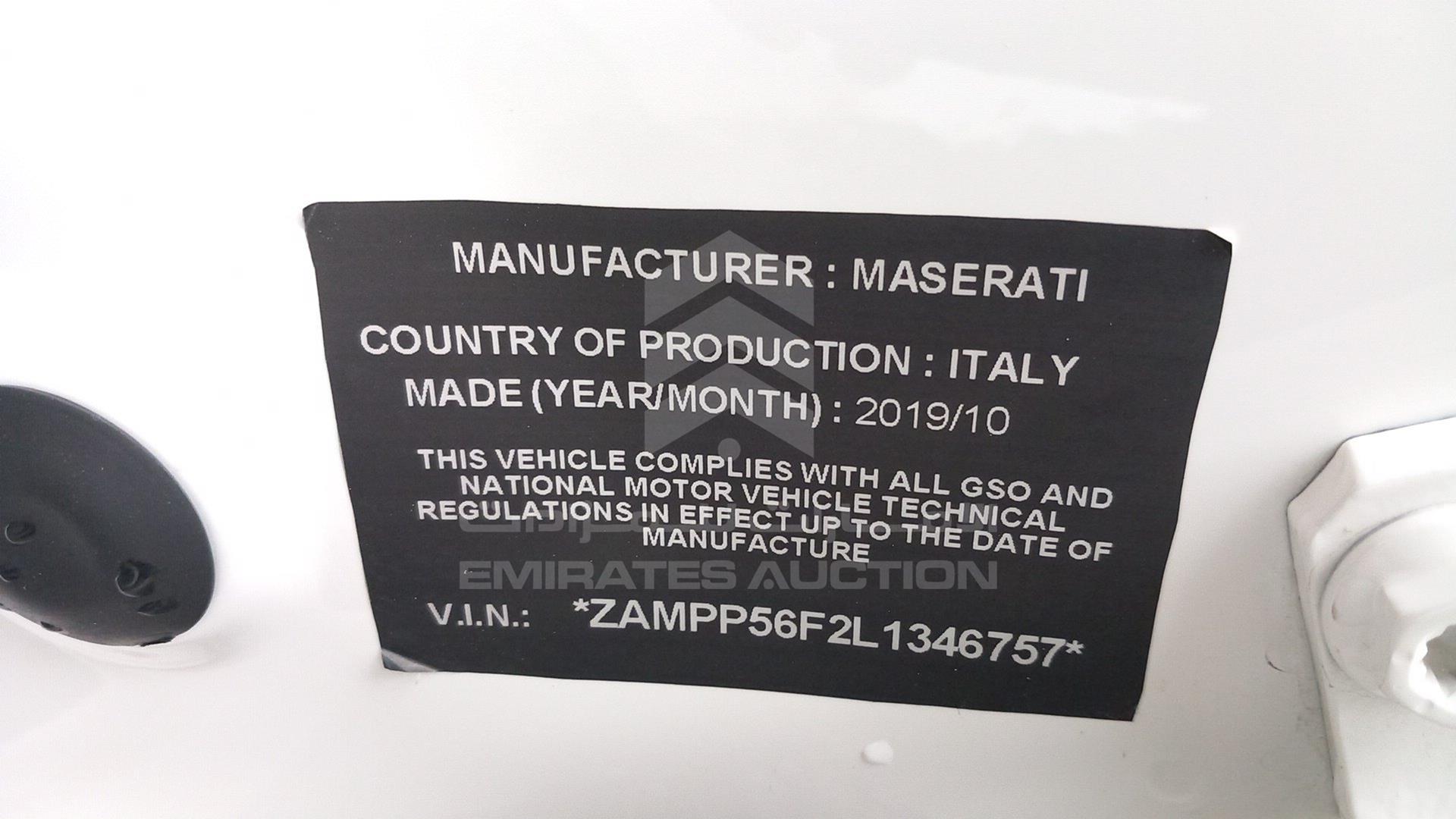 2020 MASERATI QUATTROPORTE VIN: ZAMPP56F2L1346757