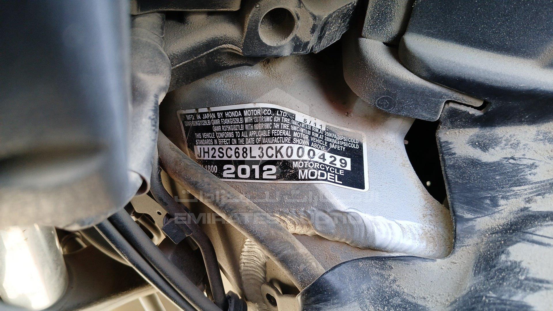 2012 HONDA GL 1800 VIN: JH2SC68L3CK000429