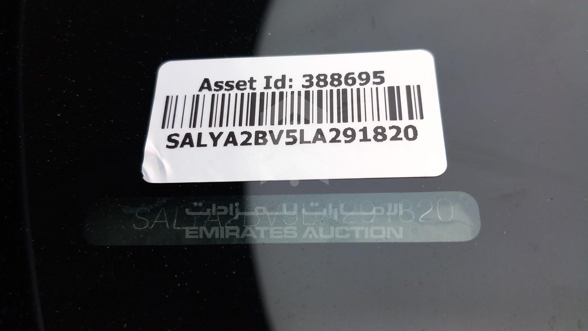 2020 RANGE ROVER VELAR VIN: SALYA2BV5LA291820