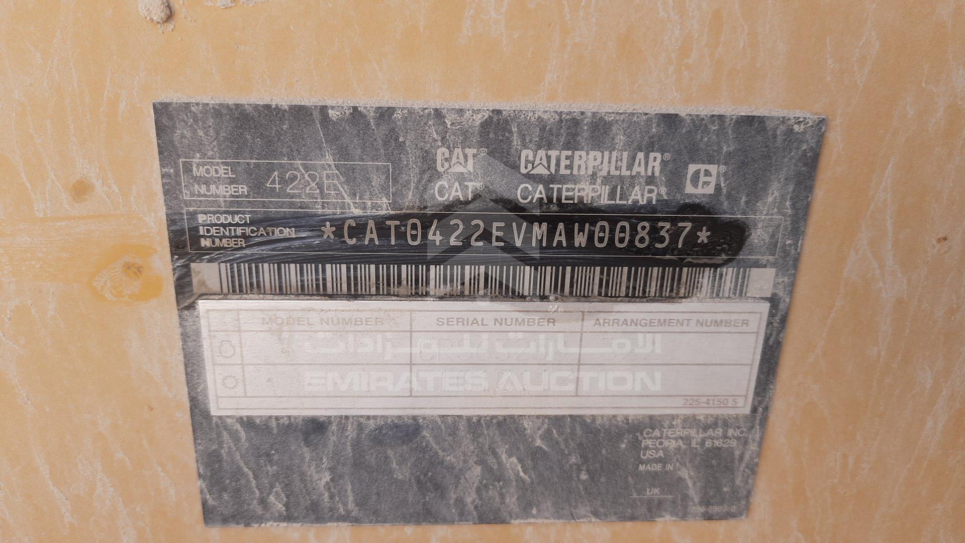 2011 CATERPILLAR 422E VIN: CAT0422EVMAW00837