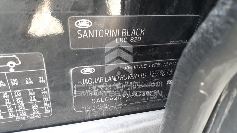 SALGA2DF9GA260951 Auction: EmiratesAuction Lot: 408501 SALGA2DF9GA260951 Range Rover Vogue 2016 BLACK Photo 3