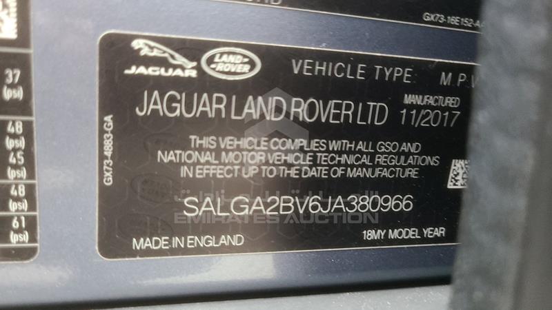 SALGA2BV6JA380966 Auction: EmiratesAuction Lot: 405807 SALGA2BV6JA380966 Range Rover Vogue SE 2018 BLUE Photo 4