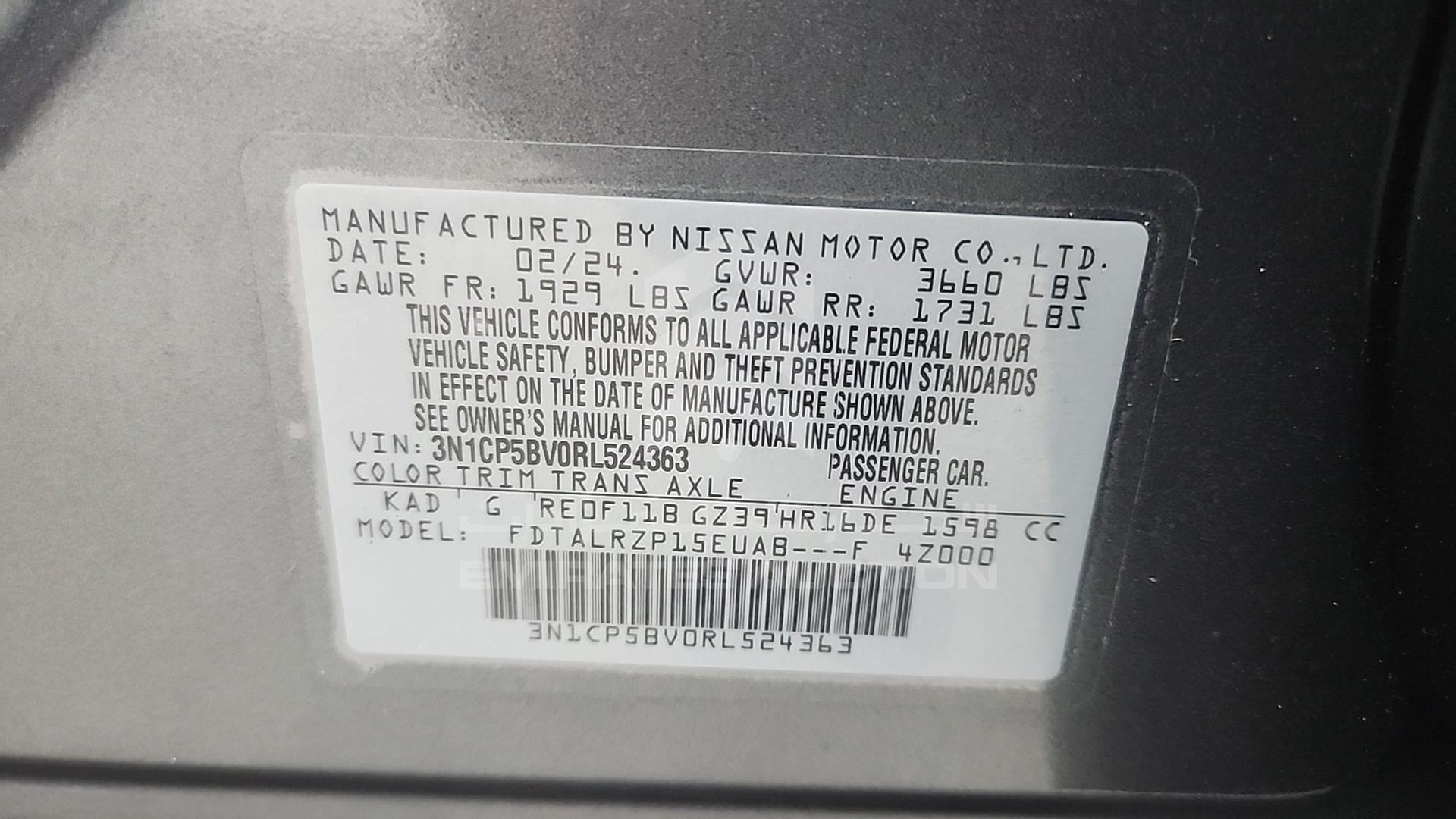 2024 NISSAN KICKS VIN: 3N1CP5BV0RL524363