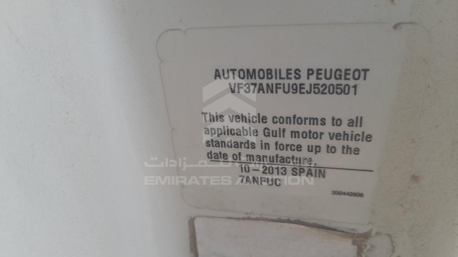 2014 PEUGEOT PARTNER VIN: VF37ANFU9EJ520501