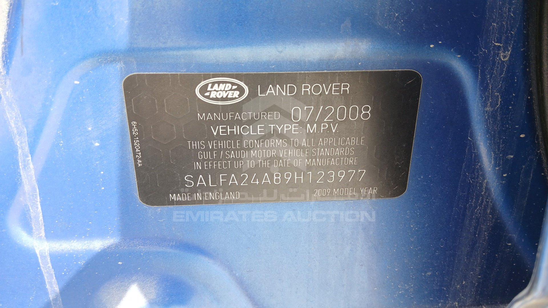 2009 LAND ROVER LR2 HSE VIN: SALFA24A89H123977