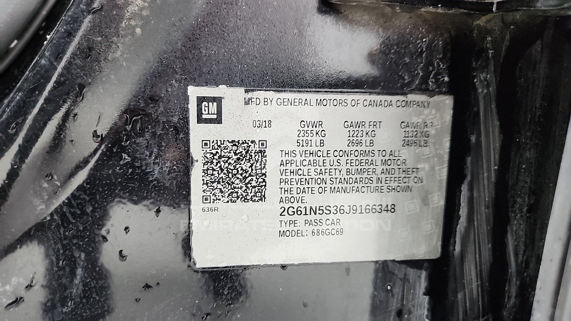 2018 CADILLAC XTS VIN: 2G61N5S36J9166348