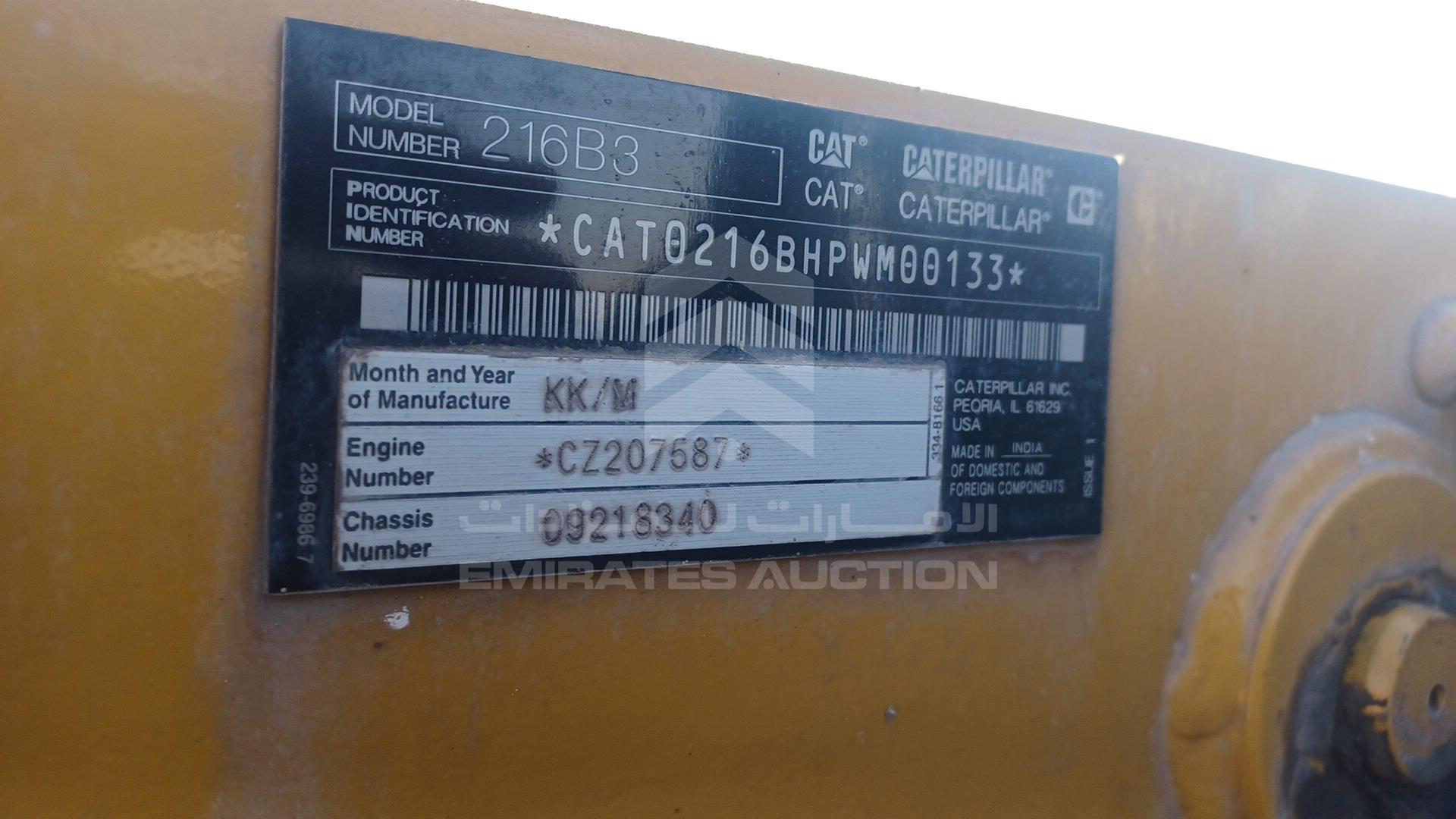 2021 CATERPILLAR 216B3 VIN: CAT0216BHPWM00133