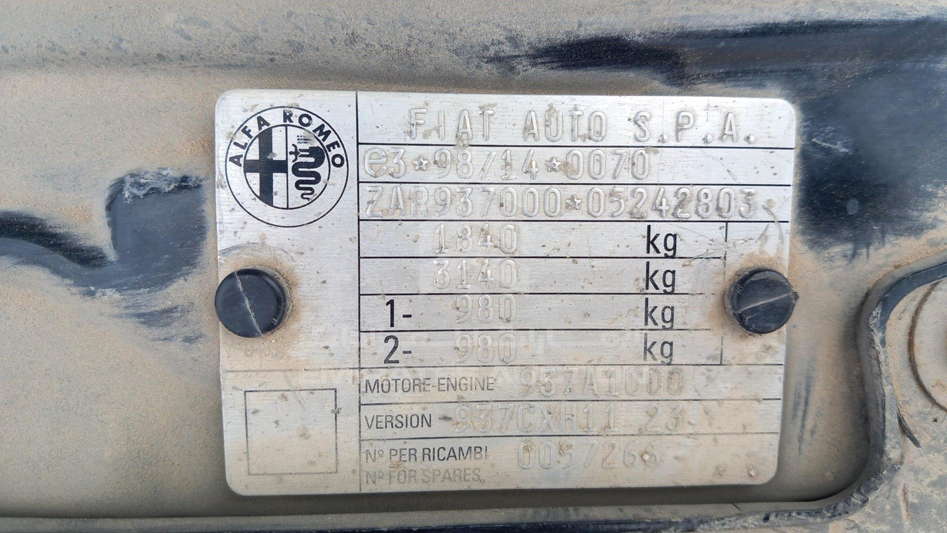 0 ALFA ROMEO ALFA GT VIN: ZAR93700005242803