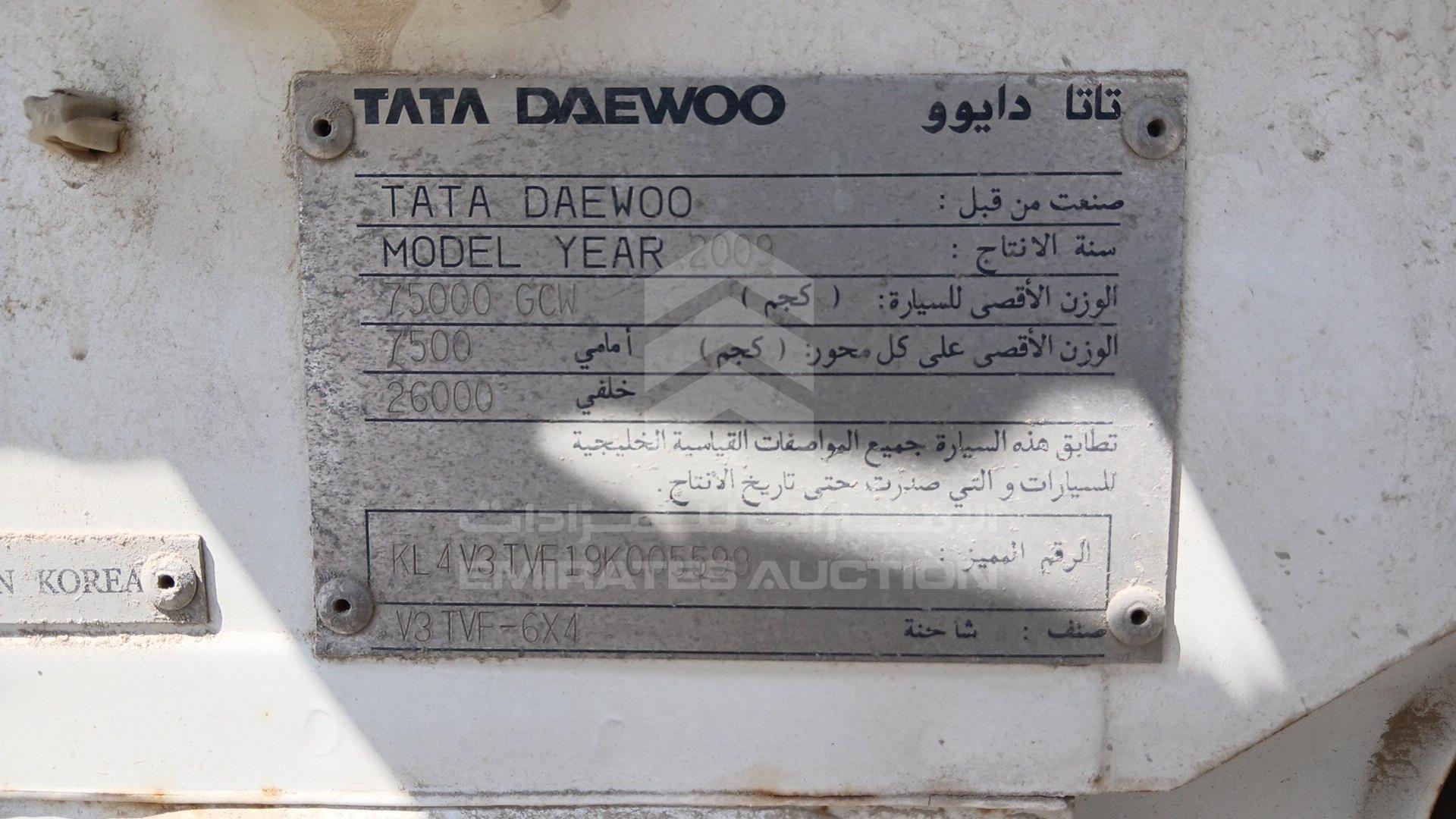 2009 TATA DAEWOO 7542 VIN: KL4V3TVF19K005599