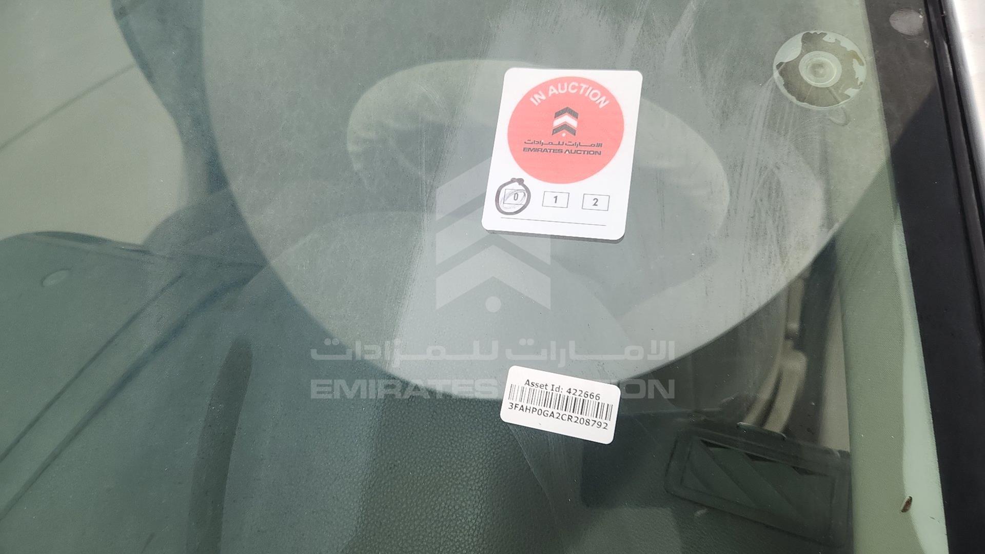 2012 FORD FUSION VIN: 3FAHP0GA2CR208792